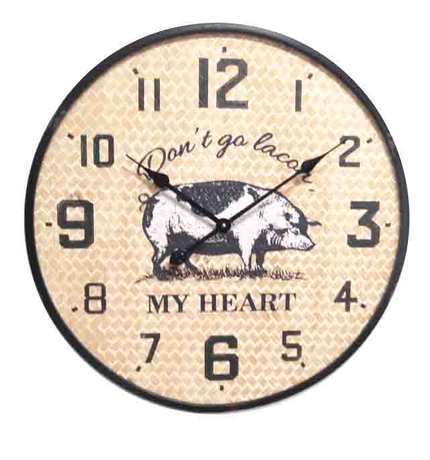 Pig Design Cute Clock Printed Words Style Cheap Price 