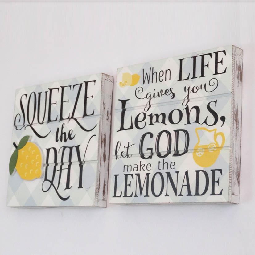 Two Set Lemon Wall Decoration Printed Words 
