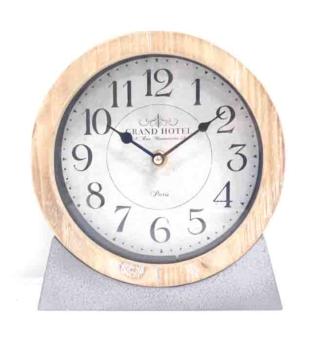 Nice Classic Table Clock White Base Wood Frame Clock 