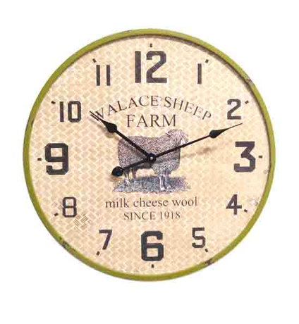 Farm Style Wall Clock Printed Design Animal Words 