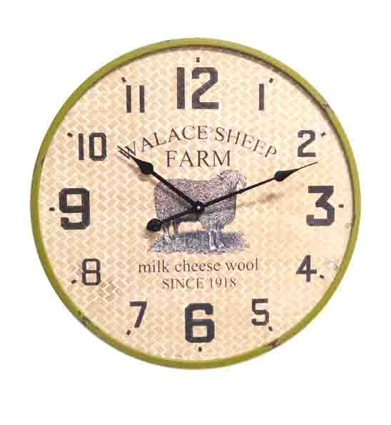 Farm Style Blue Clock Shel Printed Design Animal Words 