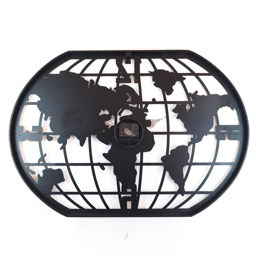 OEM European Custom Modern Home Decoration Globe Map Metal Wall Clock 