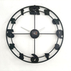 Metal Black Circle And Wood Numbers Combined Clock 