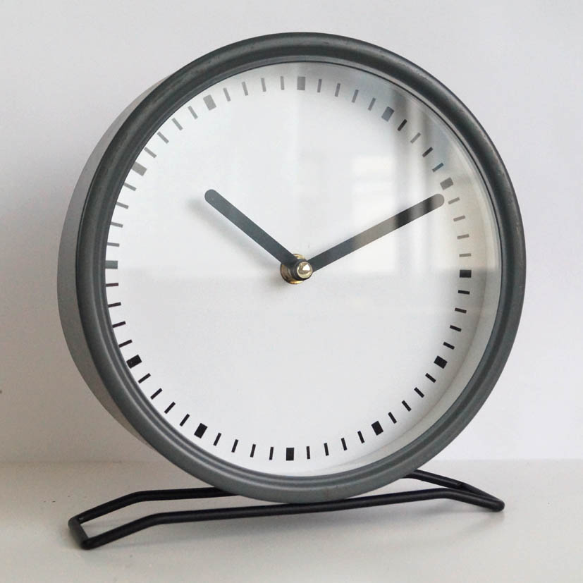 Classic Simple Cute Grey White Table Clock