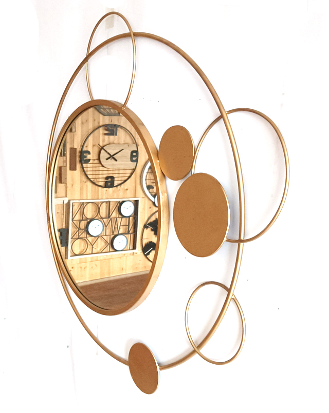 Modern Shape Mirror Golden Color With Metal Material Different Size Circle Combined Together 