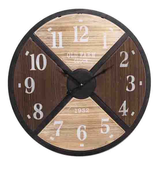 Handmade Oversized Retro Rustic Decorative Big Wooden hand silent Vintage Large Wall Clock